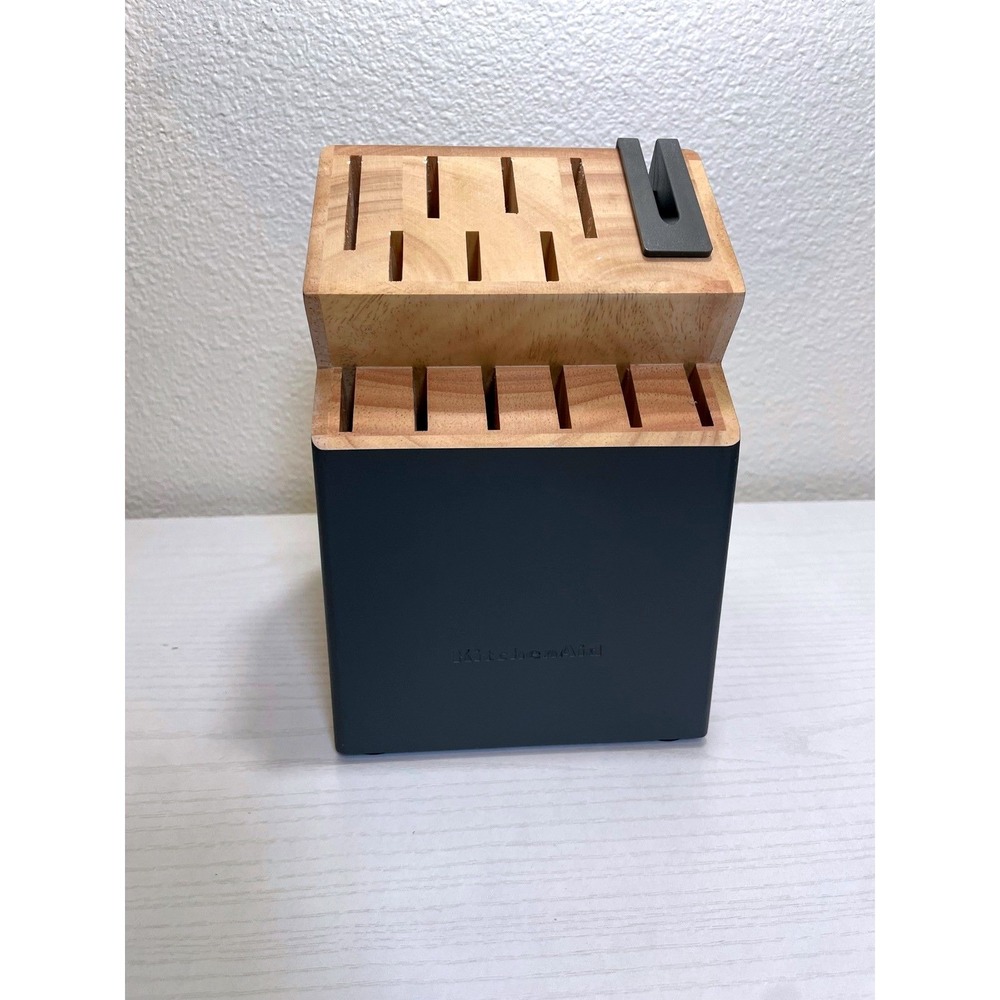 KitchenAid‎ Knife Block Holder Dark Gray Wood Slots Block Storage Organizer